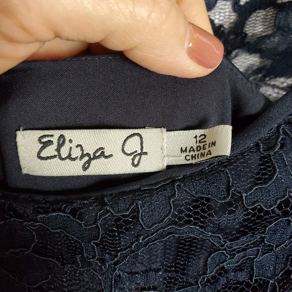 Eliza J. Peplum lace dress size 12 Navy Blue NWT - Picture 5 of 8